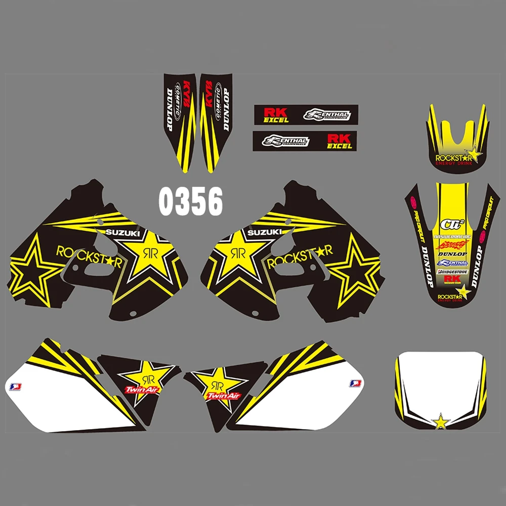 

For SUZUKI RM125 RM250 1999-2000 Graphics Decals Stickers Custom Number Name 3M Full Motorcycle Backgrounds Accessories
