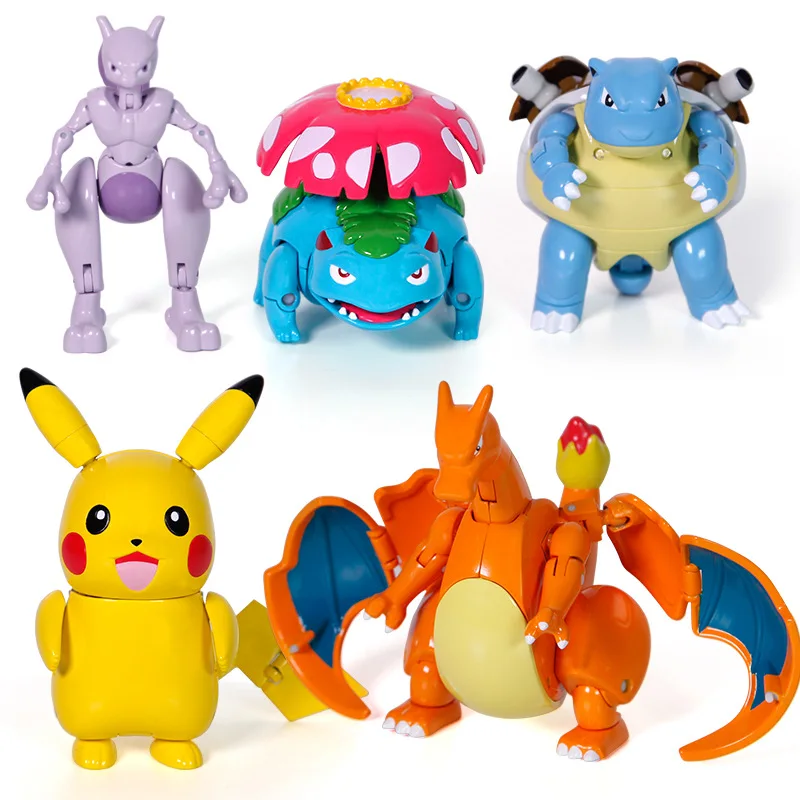 

Pikachu Charizard Action Figures Charmander Squirtle transformation Capsule Doll Deformation Poke Pet Toys Pokebolas Game Balls