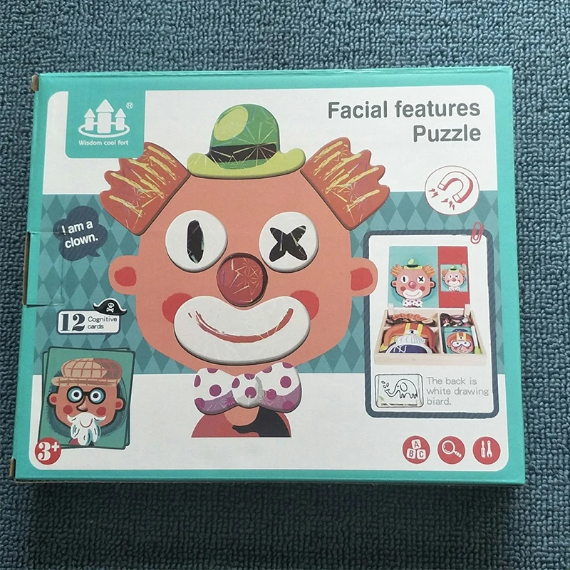 Magnetic Spelling Puzzles Children Early Education Facial Features Puzzle Drawing Board Toy for Kids