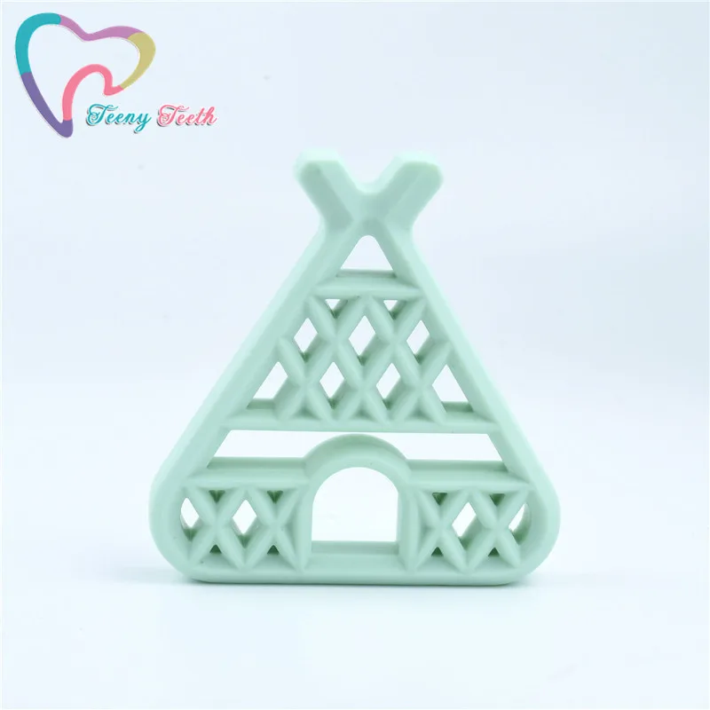 Mint Силиконовые Прорезыватели для зубов Teeny из 2 предметов, Прорезыватель для зубов, детская пустышка, типи, подвеска «сделай сам», детские ювелирные изделия для кормления, треугольный Прорезыватель - Окраска металла: Mint