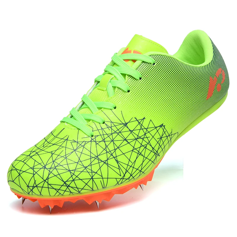 Спортивная обувь с шипами; мужские и женские кроссовки; кроссовки для бега по легкой атлетике; обувь для бега с шипами - Цвет: Green