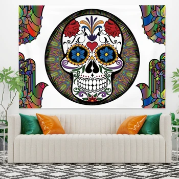

Cassisy Mandala Skull Tapestry Wall Hanging Tapestry Rose Flower Decoration Beach Towel Background Wall Cloth Tapestries