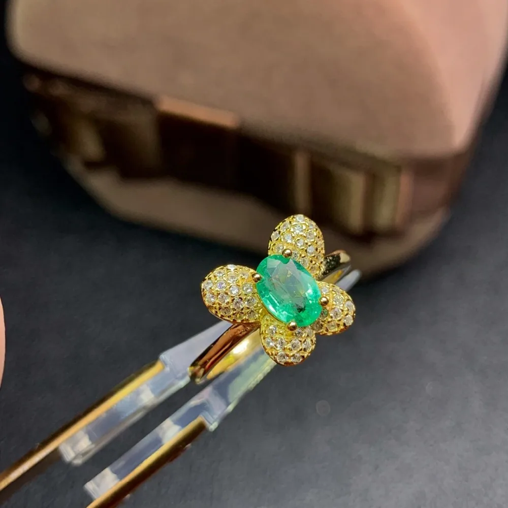 Shilovem 925 Серебряное кольцо с натуральным изумрудом ювелирные украшения для женщин Модный свадебный подарок на год открыть новые 5*7 мм dj0507888agml