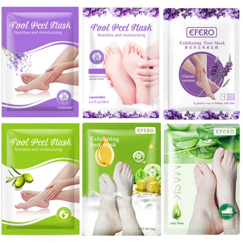 

6pairs Lavender/Aloe Feet Exfoliating Foot Masks Peeling Dead Skin Feet Mask Socks for Pedicure Socks Cream for Feet Care