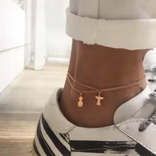 Алиэкспресс Лидер продаж Популярная мода стиль пляжное сочетание ананас Ангел женский ножной браслет упаковка комбинация E0014