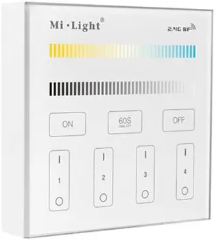 

Mi.Light B2 Wireless 2.4G RF 4-Zone Wall-Mounted Smart Touch Screen Panel Controller Powered By DC 3V 2AAA Batteries Only Work
