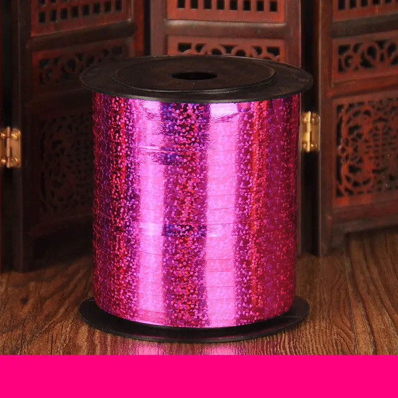 Rose 5mmX250Yard Воздушные шары ленты лента-лазер для вечерние украшения подарки на день рождения Свадебные украшения Фольга атласная лента завивка DIY аксессуары - Цвет: Rose 5mmX250Yard