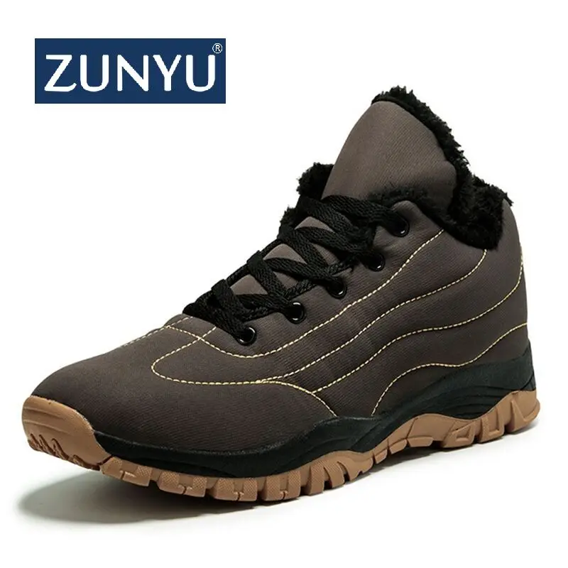 ZUNYU/Новинка модная мужская зимняя обувь однотонные зимние ботинки с плюшевой