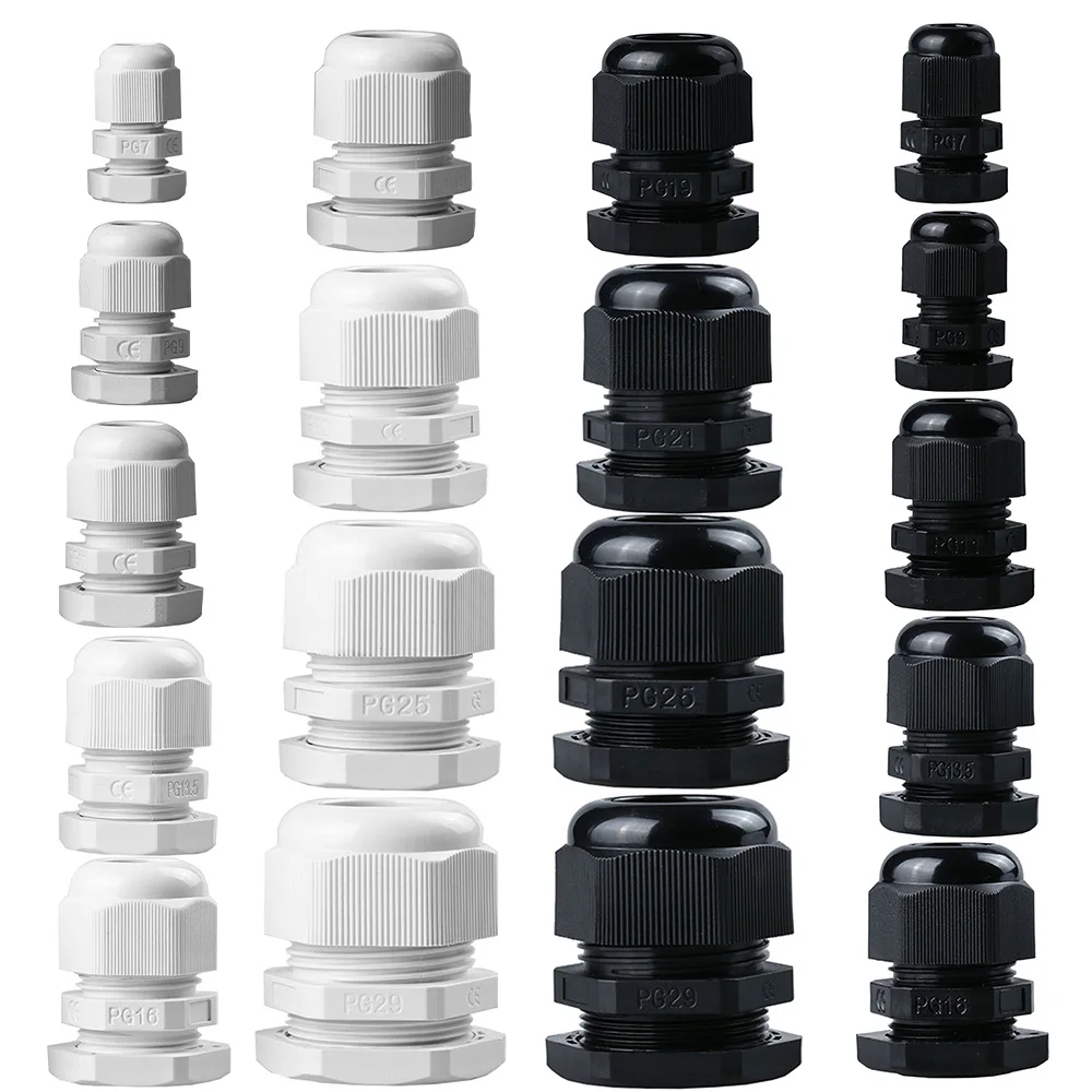 Plastic Waterproof Adjustable Cable Glands Joints,White PG11 Nylon Cable Gland 25Piece