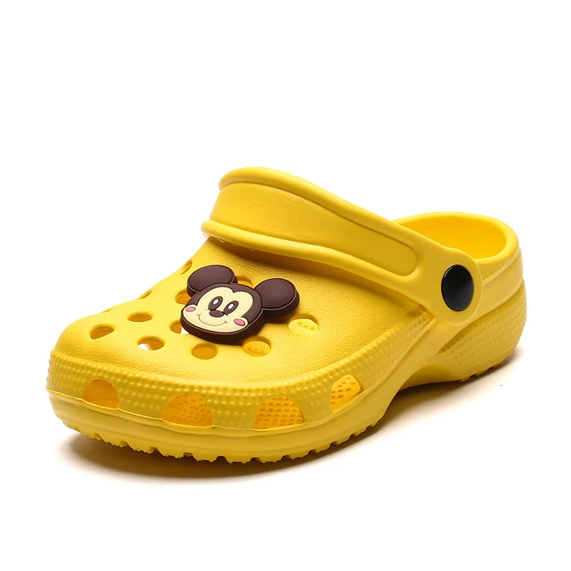 Детские шлепанцы; пляжные тапочки для мальчиков и девочек; детские противоскользящие сандалии; Летняя обувь на плоской подошве с отверстиями - Color: Gold