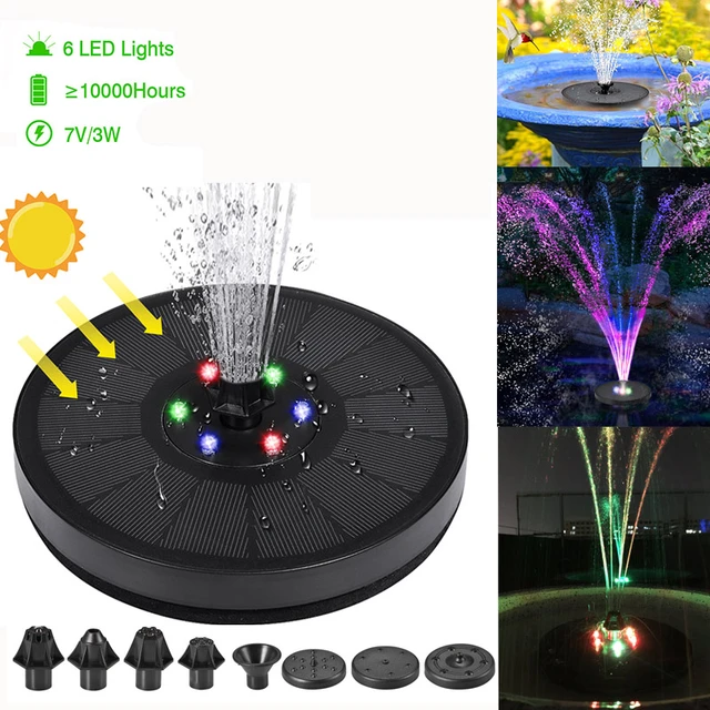 Fontaine solaire flottante avec lumière LED colorée, bain d'oiseaux,  panneau solaire 62, pompe à eau, décoration de jardin - AliExpress