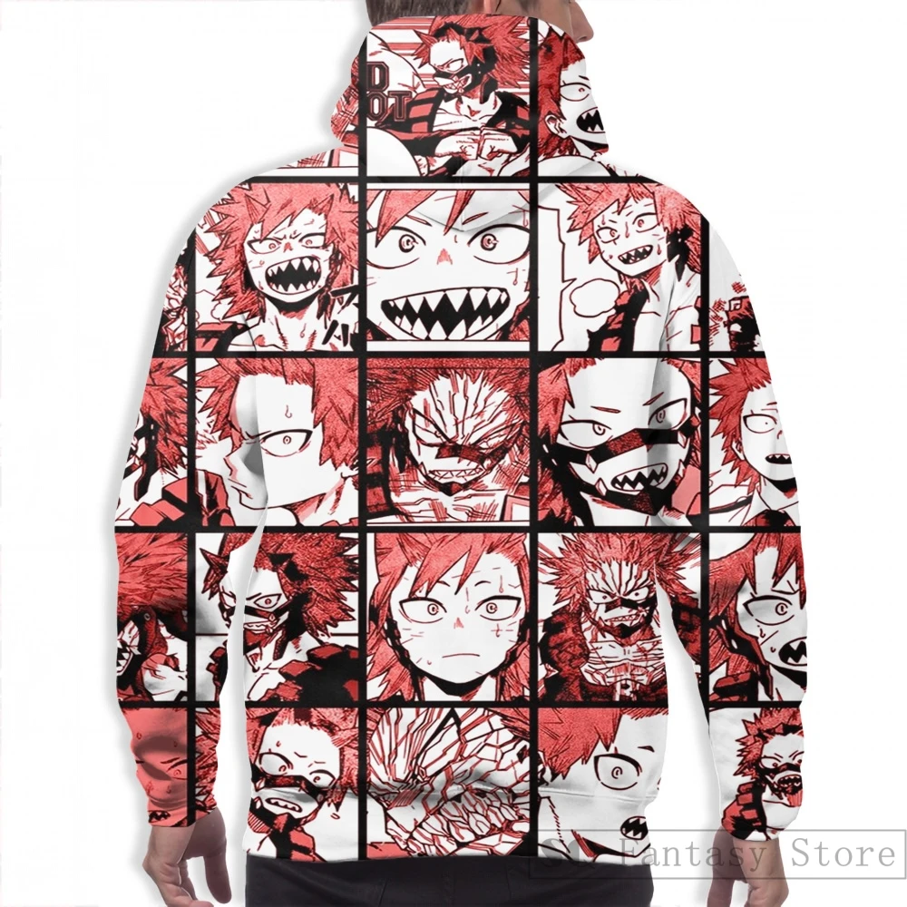 Мужские толстовки, свитшоты для женщин забавные BNHA Kirishima коллаж принт Повседневное Толстовка п