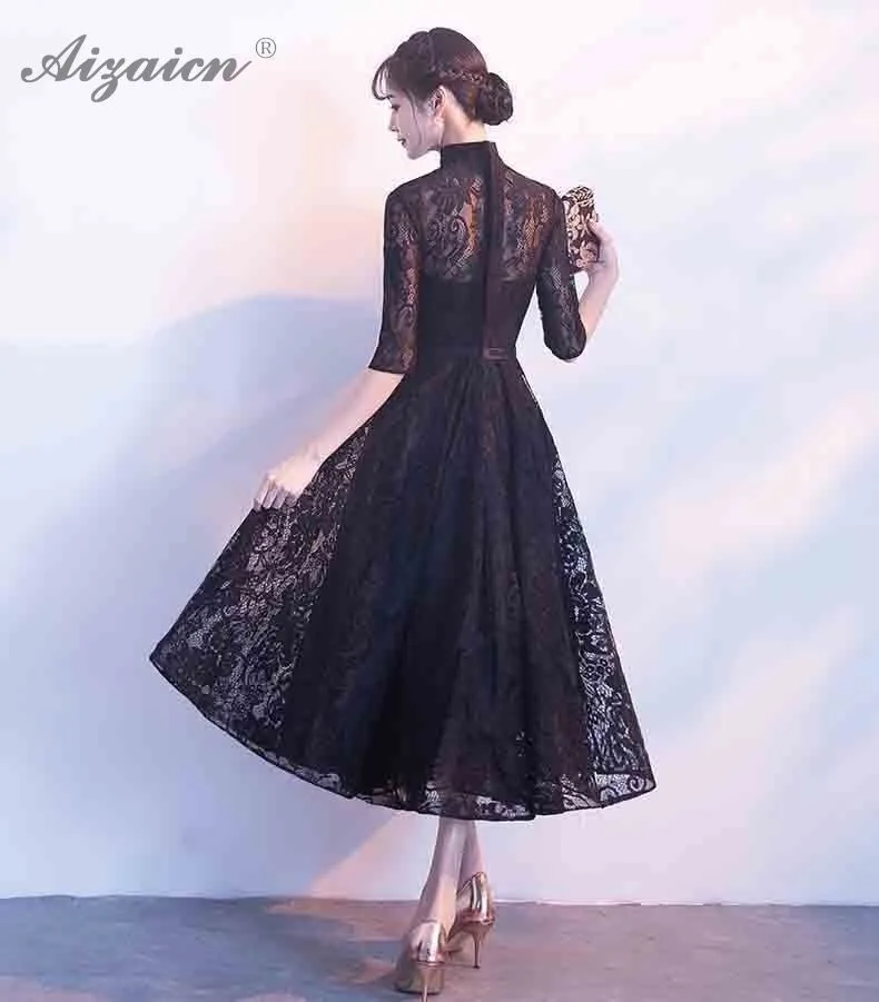 Черное кружевное вечернее платье Cheongsam современные элегантные длинные платья Qi Pao Женская традиционная китайская одежда Восточный стиль Qipao