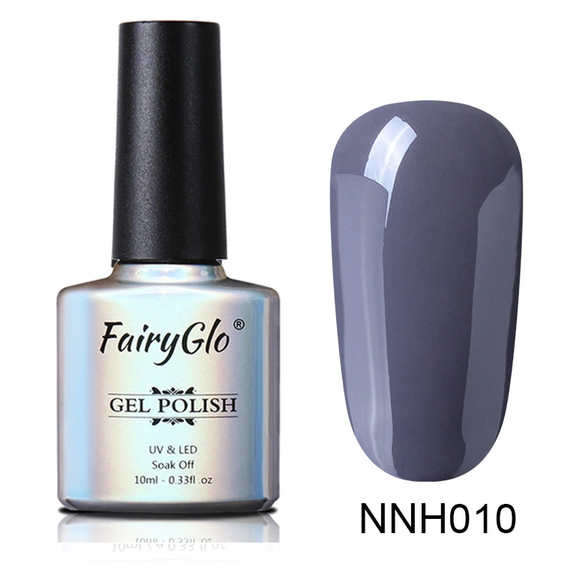 NNH010 FairyGlo, 10 мл, розовая серия, замачиваемый УФ-Гель-лак, фиолетовый, серый цвет, Гель-лак для ногтей, стойкий Гель-лак для ногтей, лак для маникюра, эмаль - Цвет: NNH010