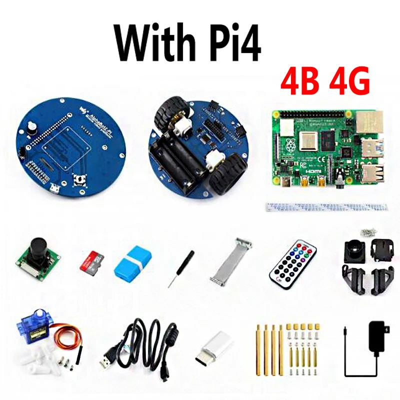 With Pi4 Raspberry Pi 4 Модель B 4B автомобиль робот камера автомобиля alphabot2 видео умный робот wifi Пульт дистанционного управления - Комплект: With Pi4