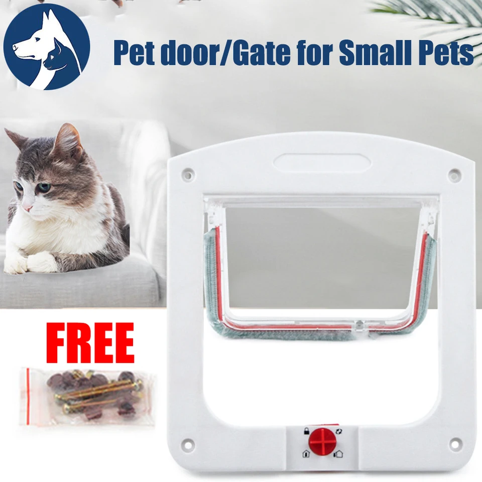 Large Cat Door 4 Way Locking Cat Flap Door For Interior Exterior Doors Weatherproof Pet Doors For Cats Small Dogs Pet Accessory Houses Kennels Pens Aliexpress