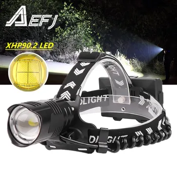 

XHP90.2 Powerful Led Headlamp USB Rechargeable Headlight Head lamp Torch Waterproof Zoomable Fishing Light by 18650 Battery