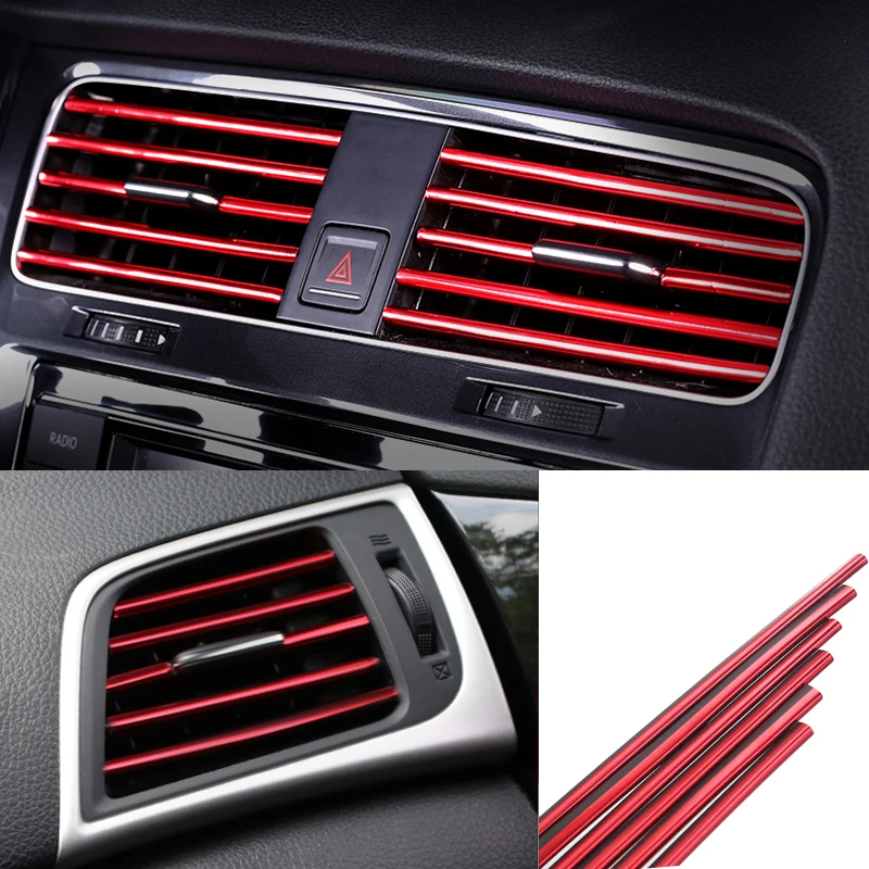 

U Shape DIY Car-styling Interior Air Vent Grille Strip Auto Air Outlet Decoration Strip Moulding Trim Chrome Strip for Car 10Pcs