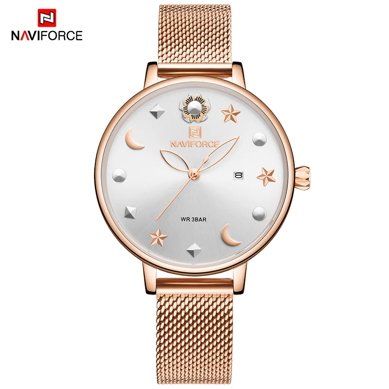 

Women Watches NAVIFORCE Top Luxury Brand Lady Fashion Casual Simple Steel Mesh Strap Wristwatch Gift for Girls Relogio Feminino