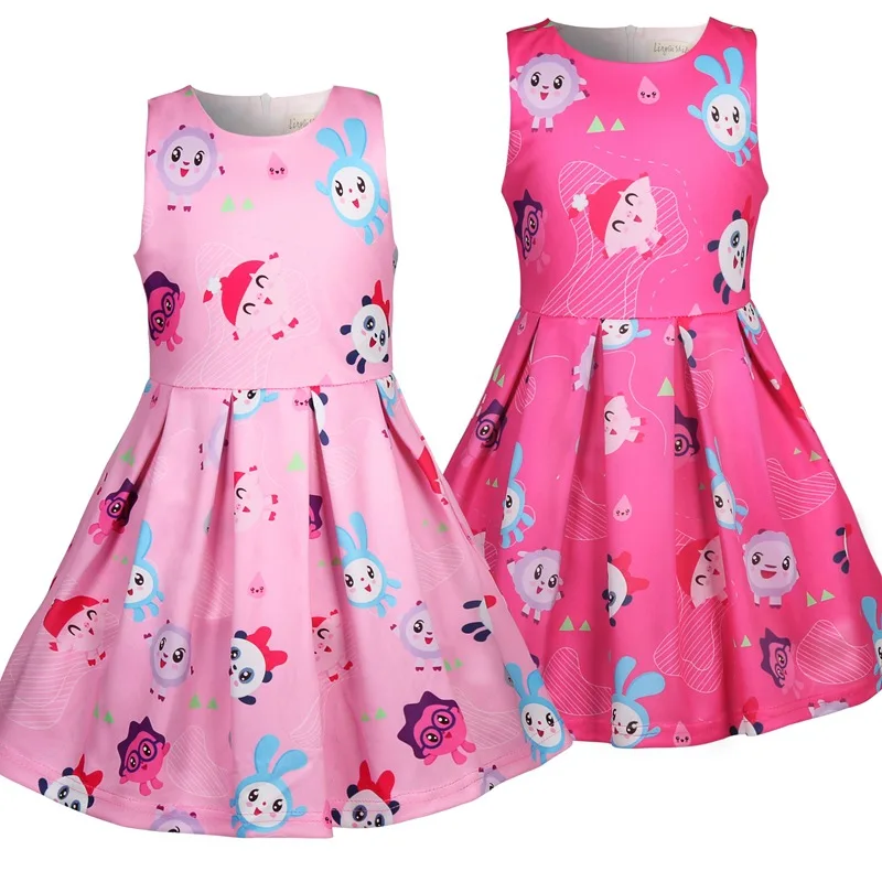Детское платье для маленьких девочек милое летнее платье-пачка без рукавов с героями мультфильмов для маленьких детей 2, 3, 4, 5, 6, 7 лет