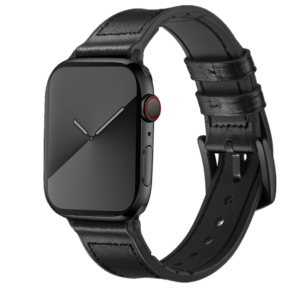 Кожаный ремешок совместимый с Apple Watch 44 мм 42 сменный для iwatch браслет ремень серии 5