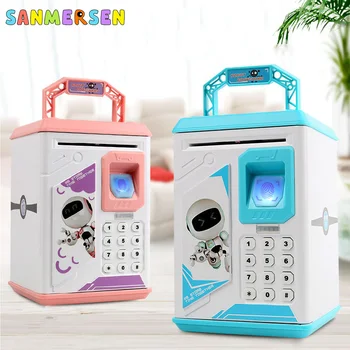 

ATM Fingerprint Password Money Box Music Toys Electronic Piggy Bank Cash Coin Savings Box Automatic Deposit For Children Gift