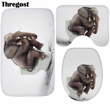 

Modern Cartoon Printed Toilet Carpet Anti Slip Mat for Bathroom Memory Foam Mats 3 Piece Bath Mat Set Microfiber Shower Rug