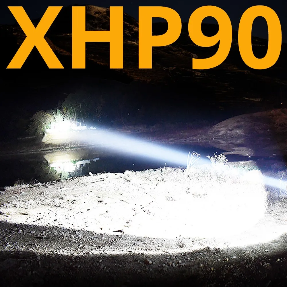 Высококачественный Мощный перезаряжаемый светодиодный светильник-вспышка Xhp90 Lanterna Cob светильник 5200 мАч Водонепроницаемый флэш-светильник фонарь
