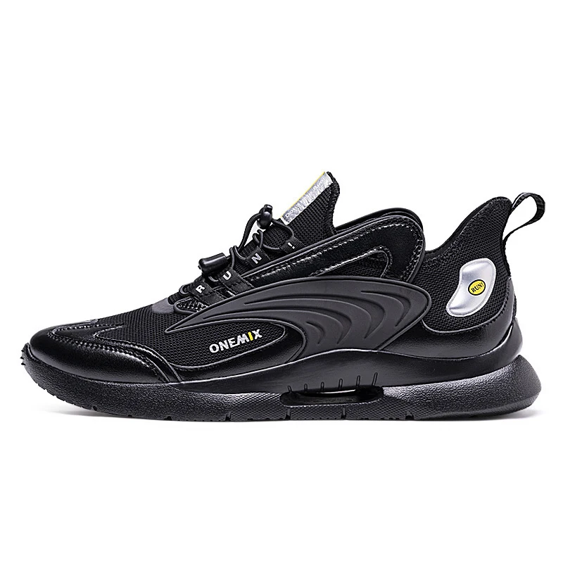 Black ONEMIX Original 3D Fashion Running Sneakers For Men Outdoor Breathable Reflective Tennis Shoes Trainers Dad Shoes - Color: Black
