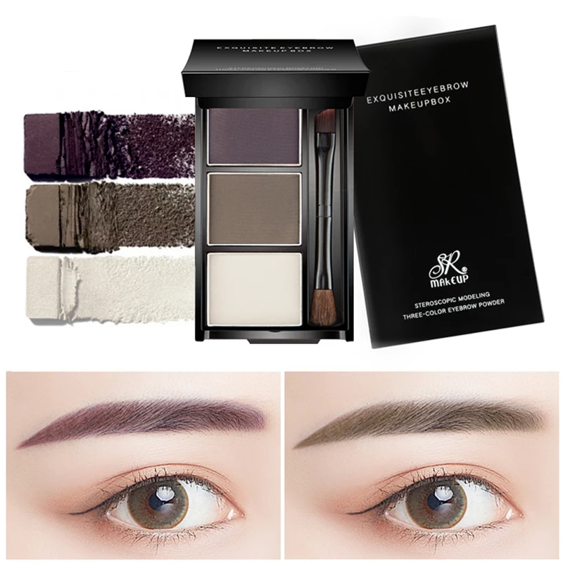 3 цвета пудра для бровей водостойкая натуральная долговечная увеличения оттенка