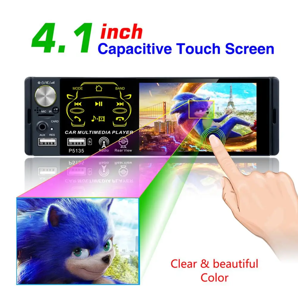 

4.1 Inch Car Radio With HD Touch Screen Bluetooth Two USB Port Car Single Order MP5 BT Function
