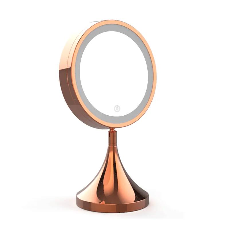 Rose Gold Высокое качество светодиодный Макияж Зеркало 8 дюймов розовое золото HD косметическое зеркало настольное регулируемое сенсорное управление яркость косметические зеркала - Цвет: Rose Gold