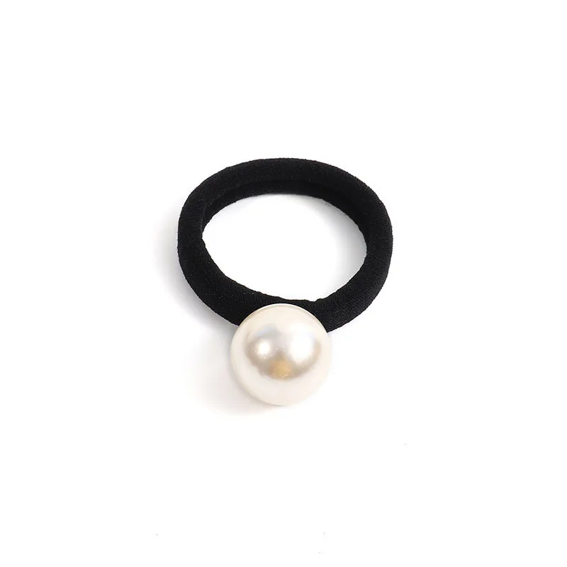 New arrival Women's basic black with Pearl hair tie  girl's rubber band hair accessories scrunchy gum hair clips