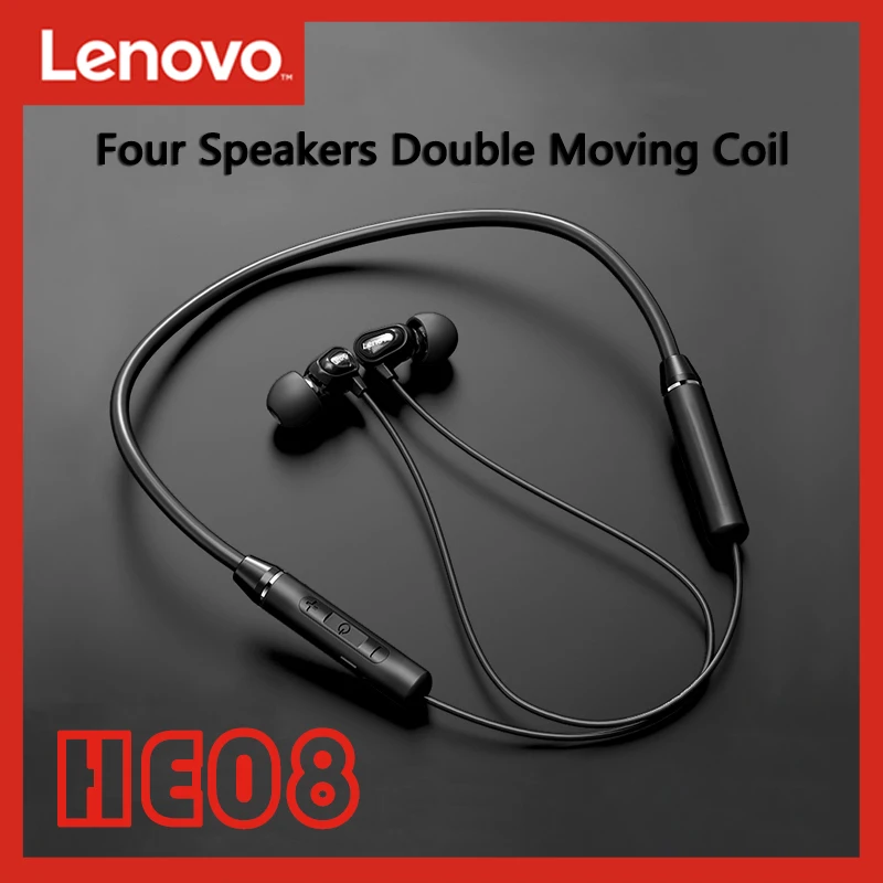 Беспроводная Bluetooth гарнитура Lenovo HE08 бинауральные спортивные беруши для бега шеи