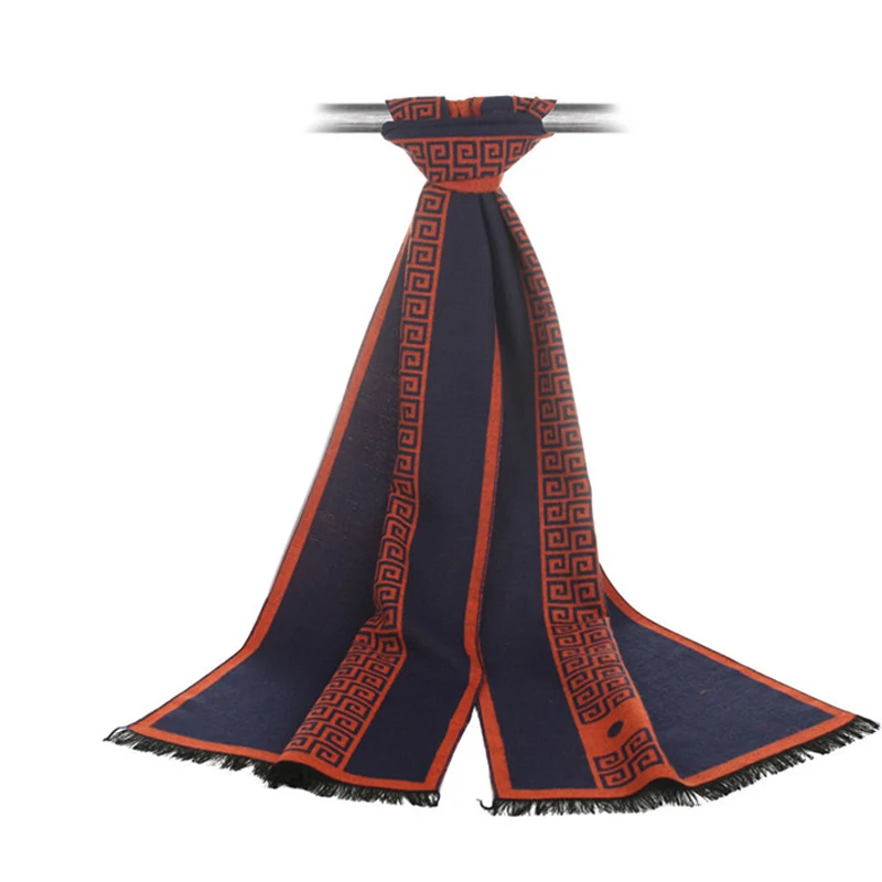 Men Cashmere Scarf Autumn Winter European and American Big Business horse Leisure Stripe cashmere scarf