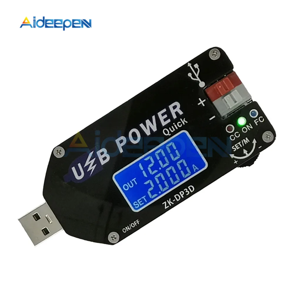 

Digital USB Adjustable Power Supply Module Constant Voltage Constant Current QC2.0 3.0 Step Up Boost Module Fan Governor 2A 15W