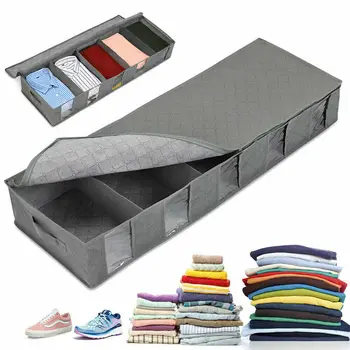 

2Pcs/set Large Capacity Under Bed Storage Bag Box 5 Compartments Clothes Organizer with Handles Foldable Storage Organization
