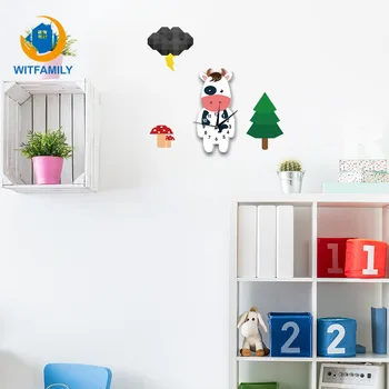 

Cartoon 3d Children's Bell Cows Wall Clock Nordic Study Home Decoration Accessories Mute Clock Modern Background Wall Clocks