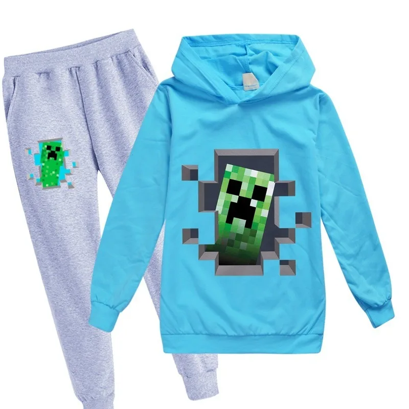 Kids Tracksuit Boys Mosaic pattern Clothes Set New world Hoodies and Pants Sportwear Clothing Small animals Sport Suit for Girl