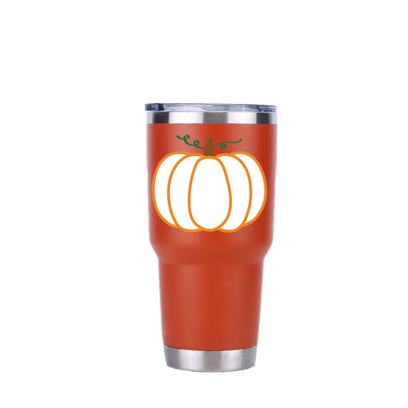 30 oz orange Хэллоуин Тыква подарок 30 унций стакан путешествия автомобиля пивная кружка с двойными стенками Изолированная вакуумная фляжка из нержавеющей стали Термос кофейные кружки - Цвет: 30 oz orange