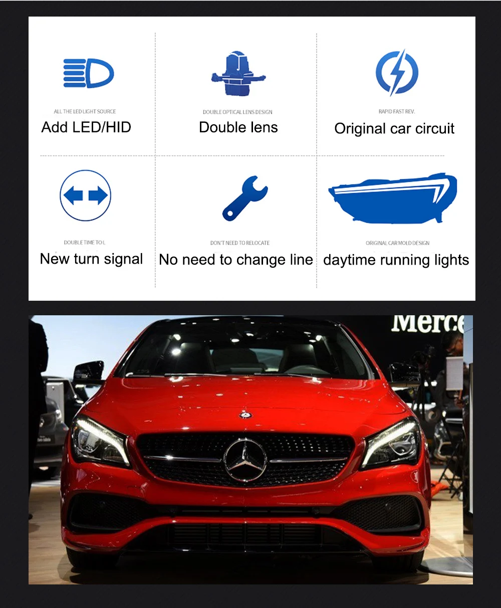 Пара для CLA фары- CLA HID фары биксеноновые фары противотуманные дневные ходовые огни динамический поворот