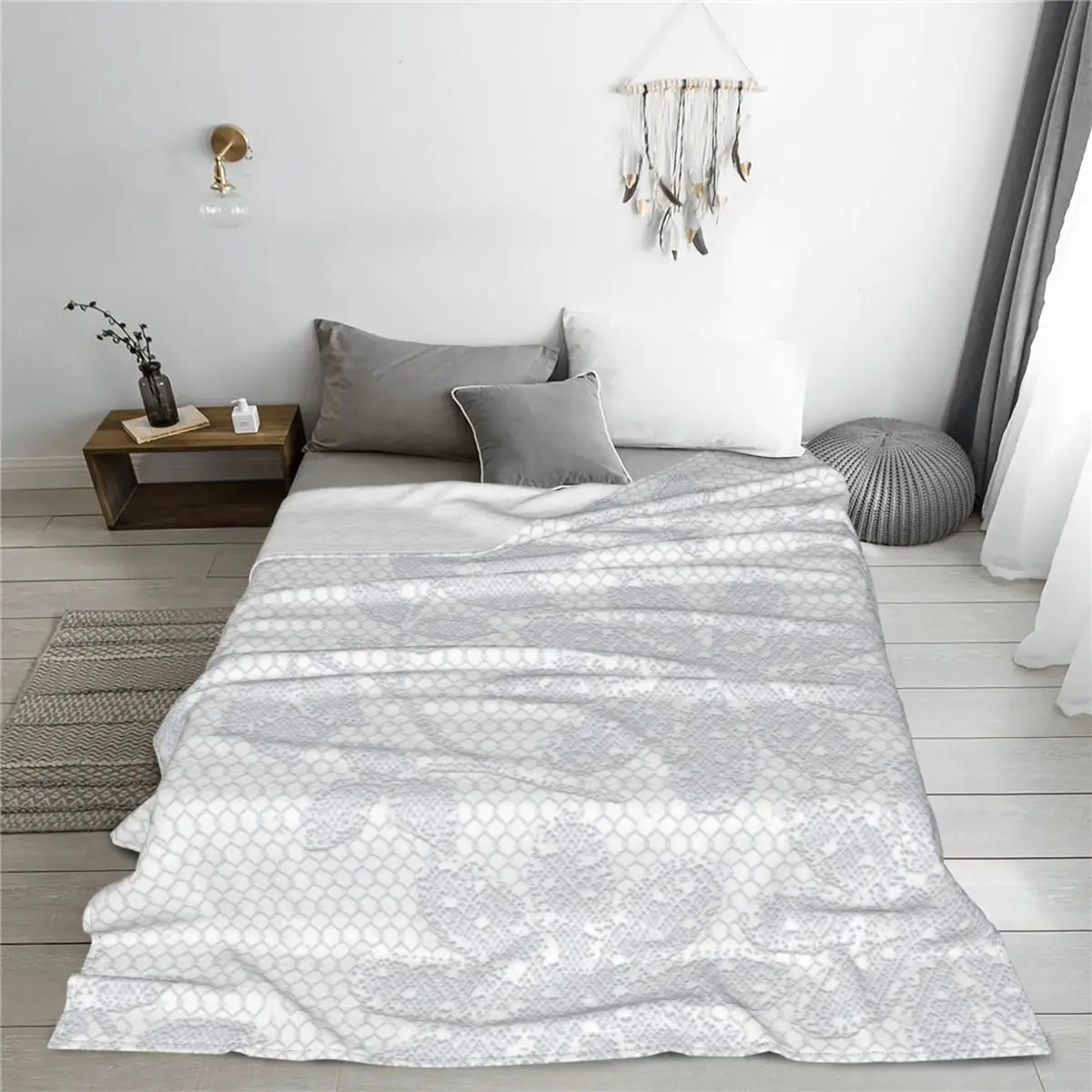 

White Lace Printing Luxury Winter Thicken Flannel Fleece Throw Blanket Shaggy Fuzzy Quilt Home sofa Bedroom Bedding Throws adult