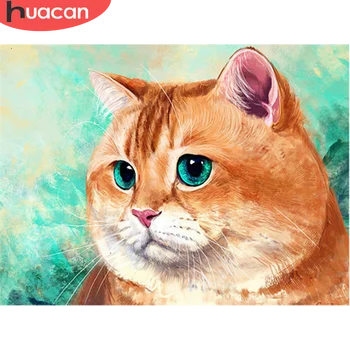 

HUACAN Diamond Embroidery Cat Full Square craft Kit New Arrival 5D Diamond Painting Animal Picture Of Rhinestone Decor For Home