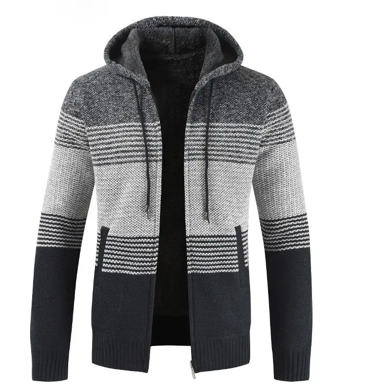 su�ter abrigo para hombre 2019 invierno grueso c�lido c�rdigan con capucha jerseys hombres rayas Cachemira lana forro cremaller su�ter abrigo para hombre 2019 invierno grueso c�lido c�rdigan con capucha jerseys hombres rayas Cachemira lana forro cremaller