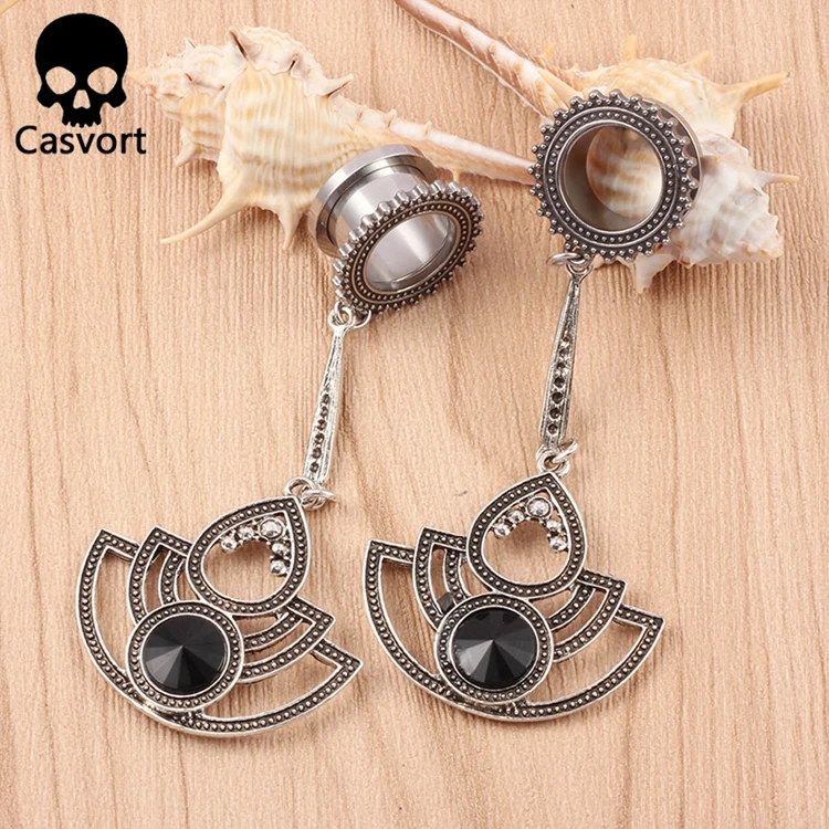Casvort, 2 шт., серьги для пирсинга, расширитель, туннель, заглушка, Висячие шпильки, седло, ушные измерители, носилки, модные украшения для пирсинга тела, подарок