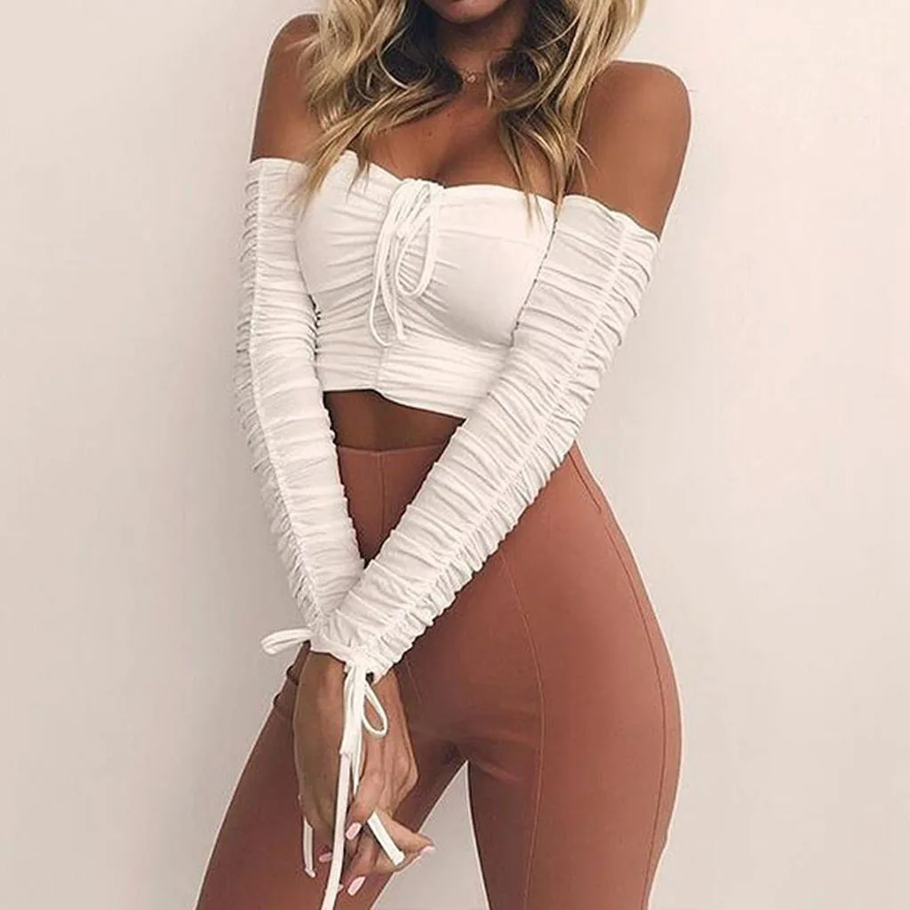 Off Shoder Slash Neck lantern Yoga Shirt Bodycon Tight Elastic Splicing Padded Line Dry Top Yoga Seamless A9