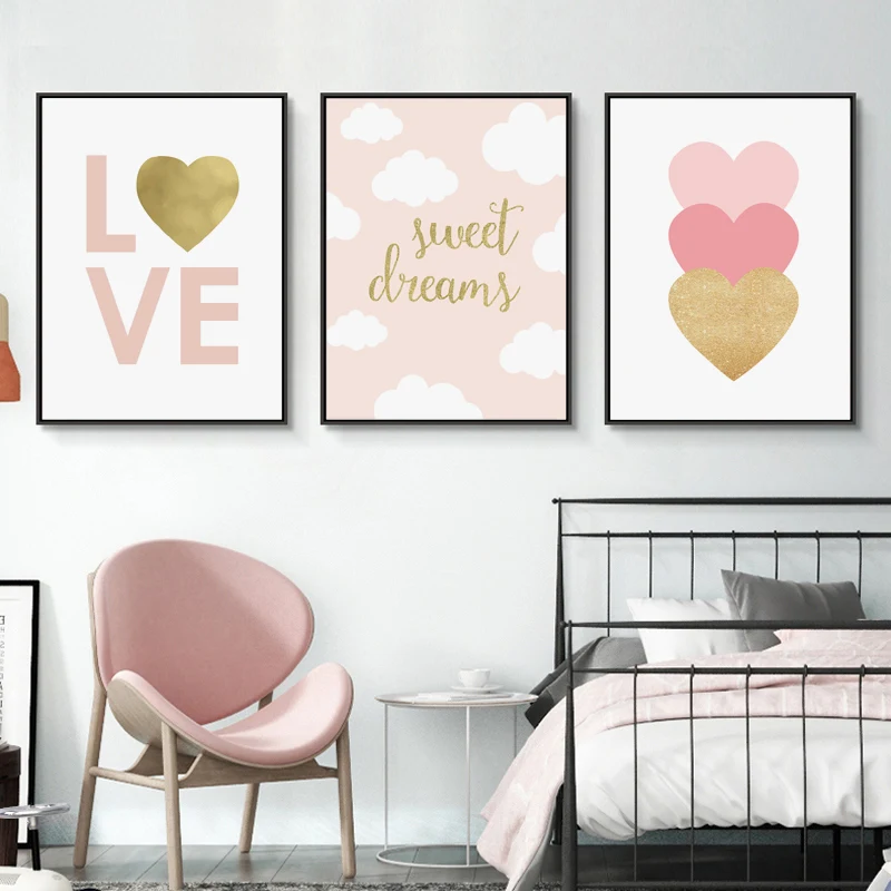 Картина розовая для детской комнаты Настенная картина спальни в скандинавском