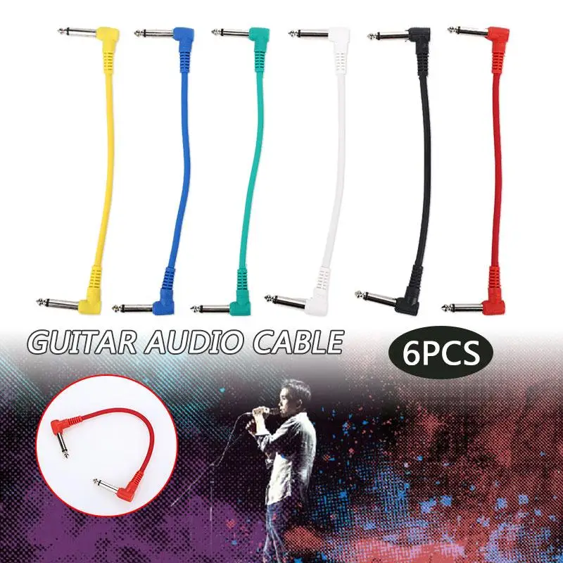 

Rock Music Effector Guitar Connection Line Guitar Cable Polychromatic Durable 6.35mm Guitarist Guitar Cord Ukulele Band 22cm