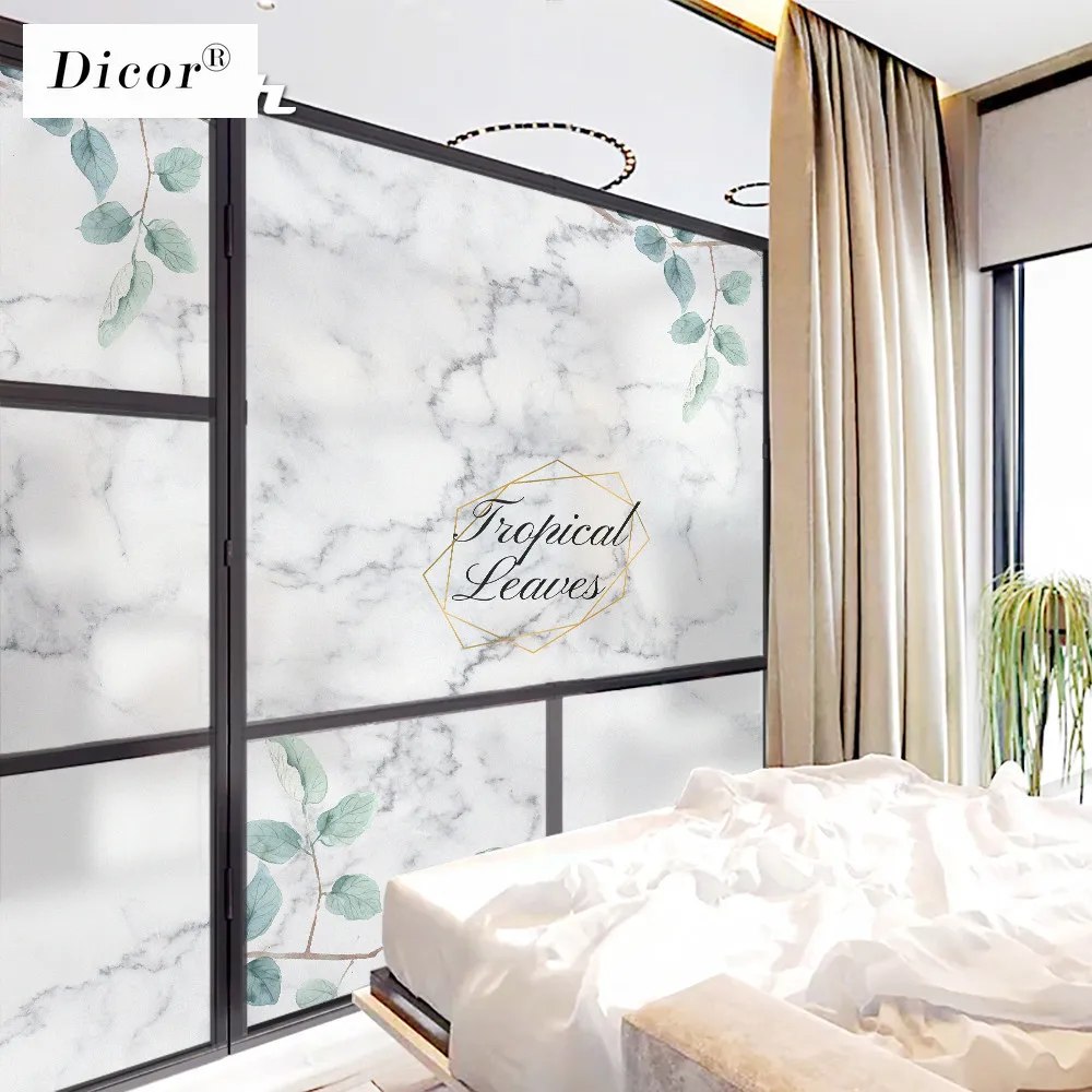 Dicor Vintage Marble Pattern Glass Film Decorative Color In Window