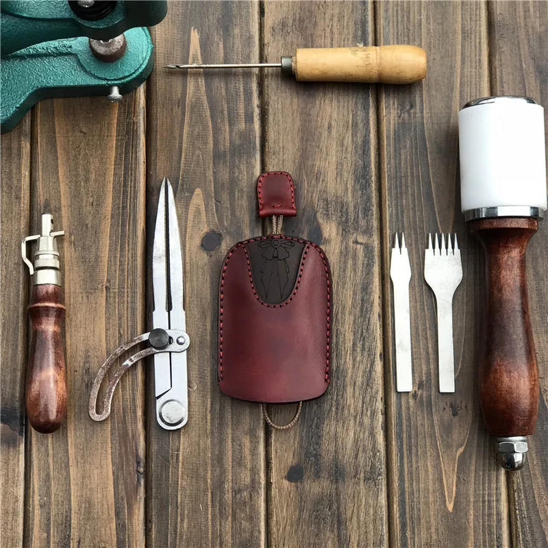 

Europe And America AliExpress Supply of Goods First Layer Crazy Horse Cowhide Retro Car Key Women's Universal Handmade Drawstrin